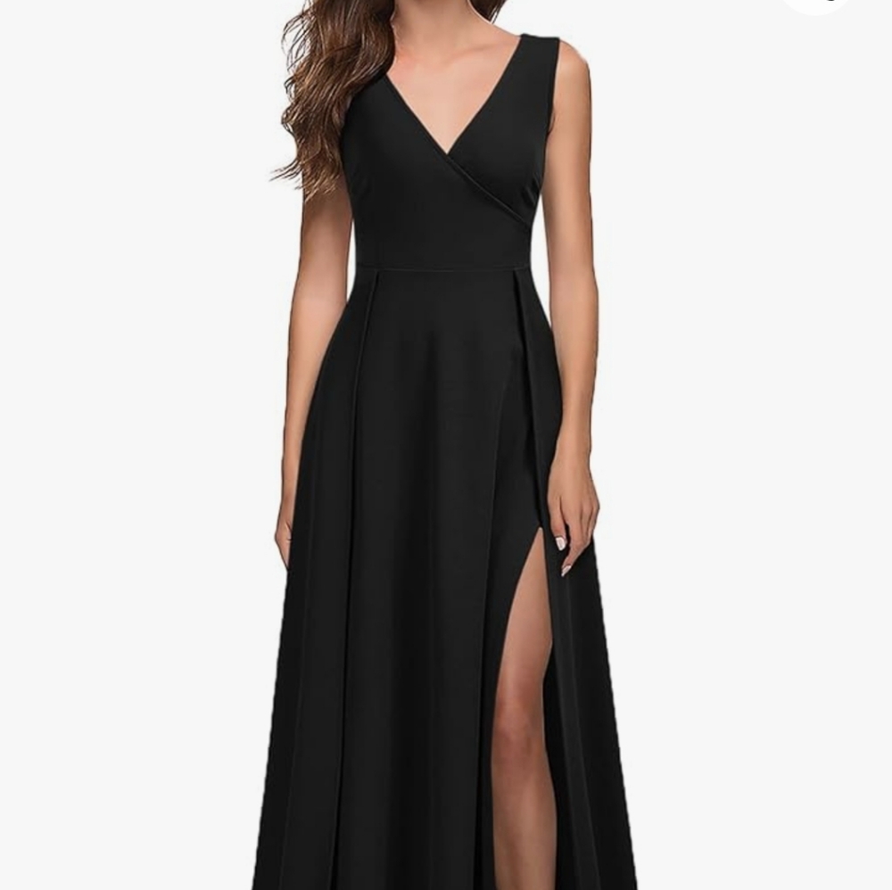 V Neck Sleeveless Split black dress Medium